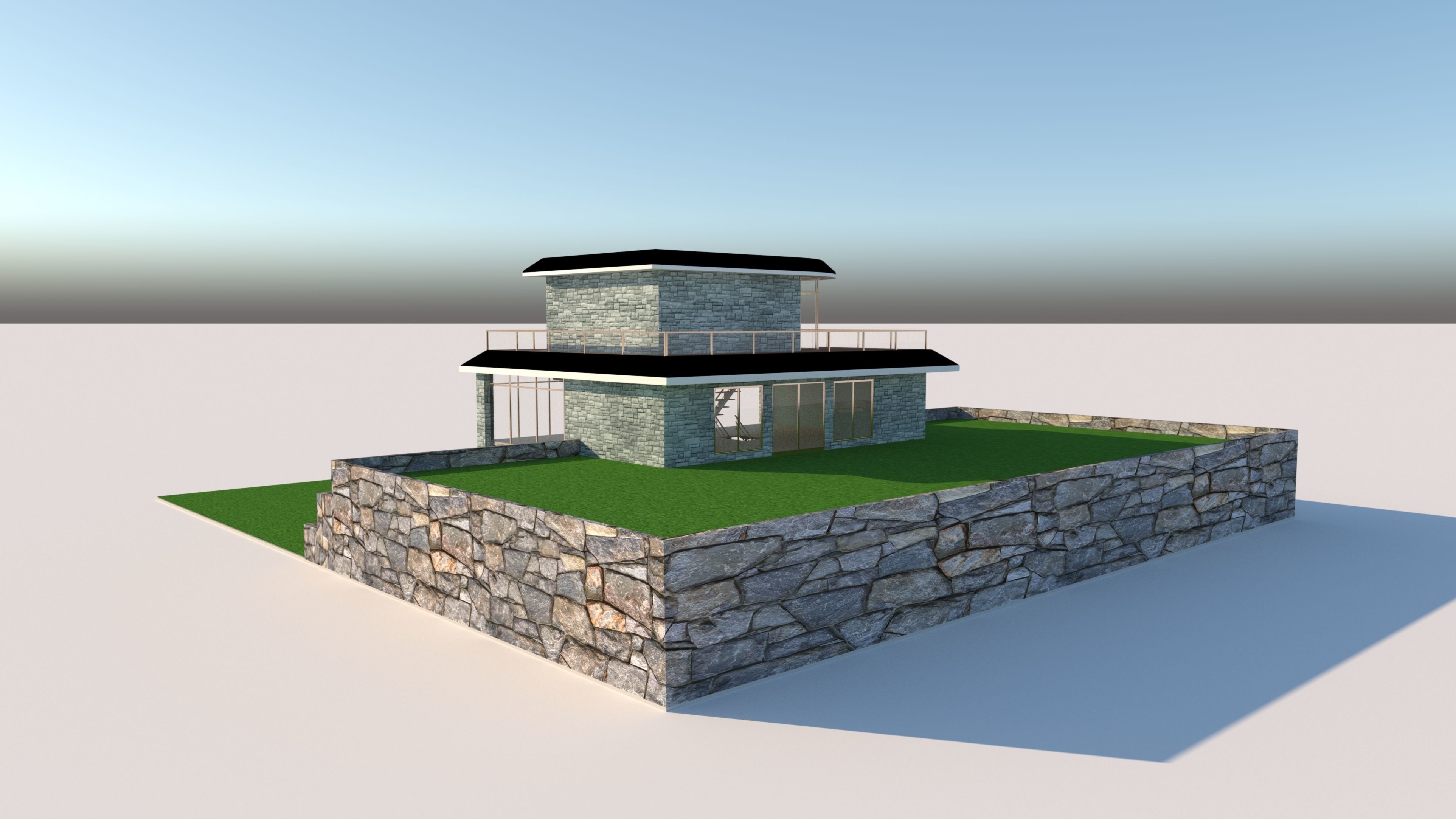 Luxury open plan house 3D model_5