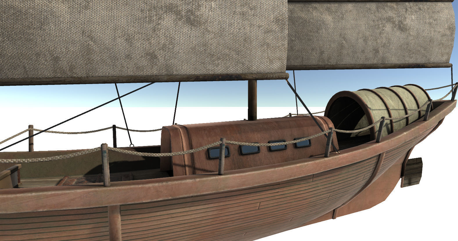 Old Sail Transport Ship Low-poly 3D model_3