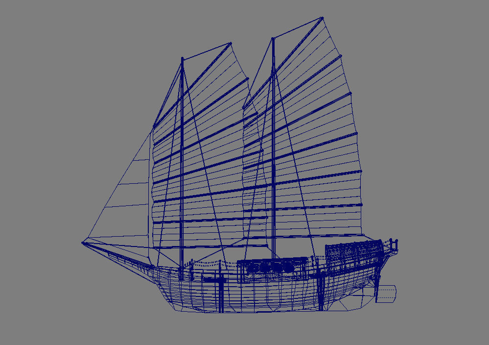 Old Sail Transport Ship Low-poly 3D model_5