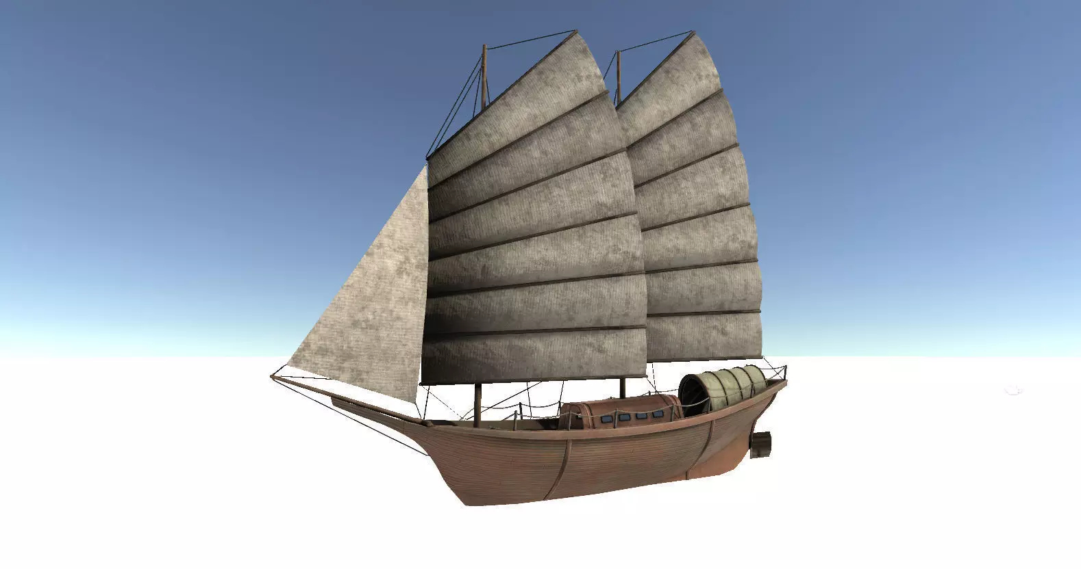 Old Sail Transport Ship Low-poly 3D model_0