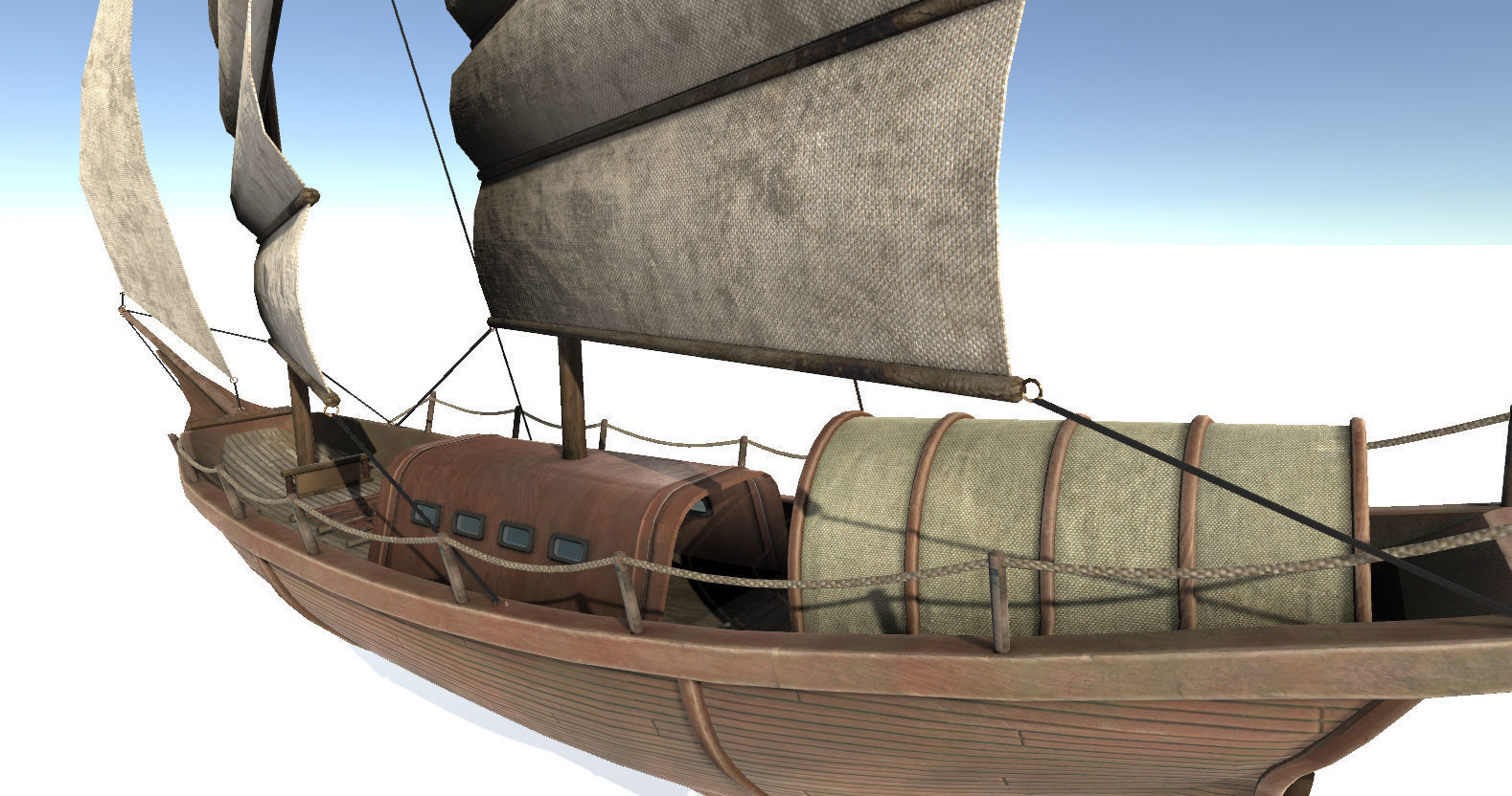 Old Sail Transport Ship Low-poly 3D model_1