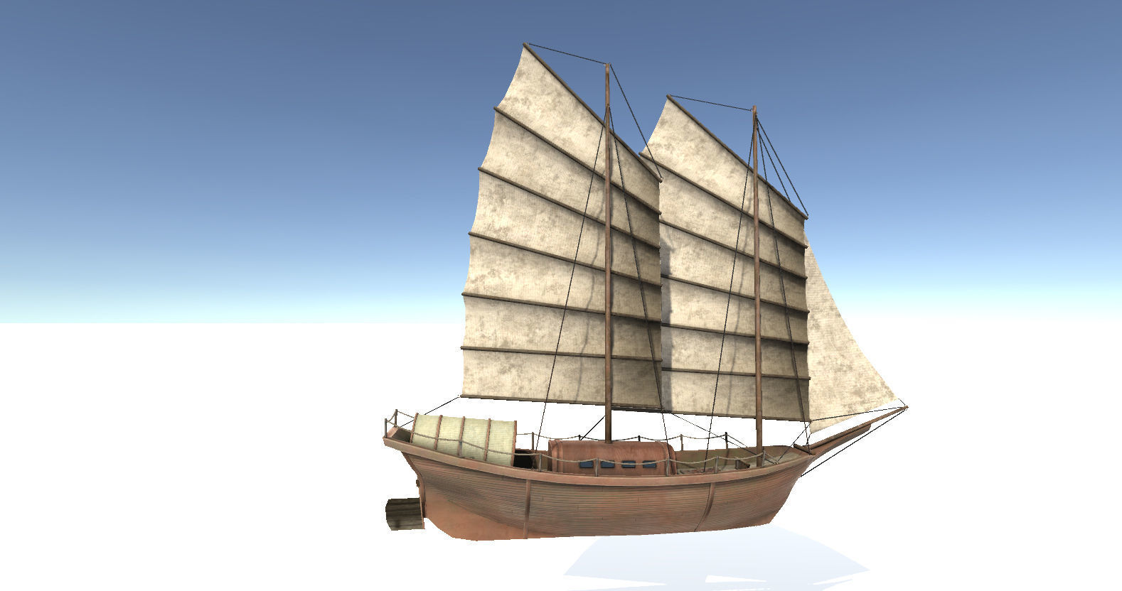 Old Sail Transport Ship Low-poly 3D model_4