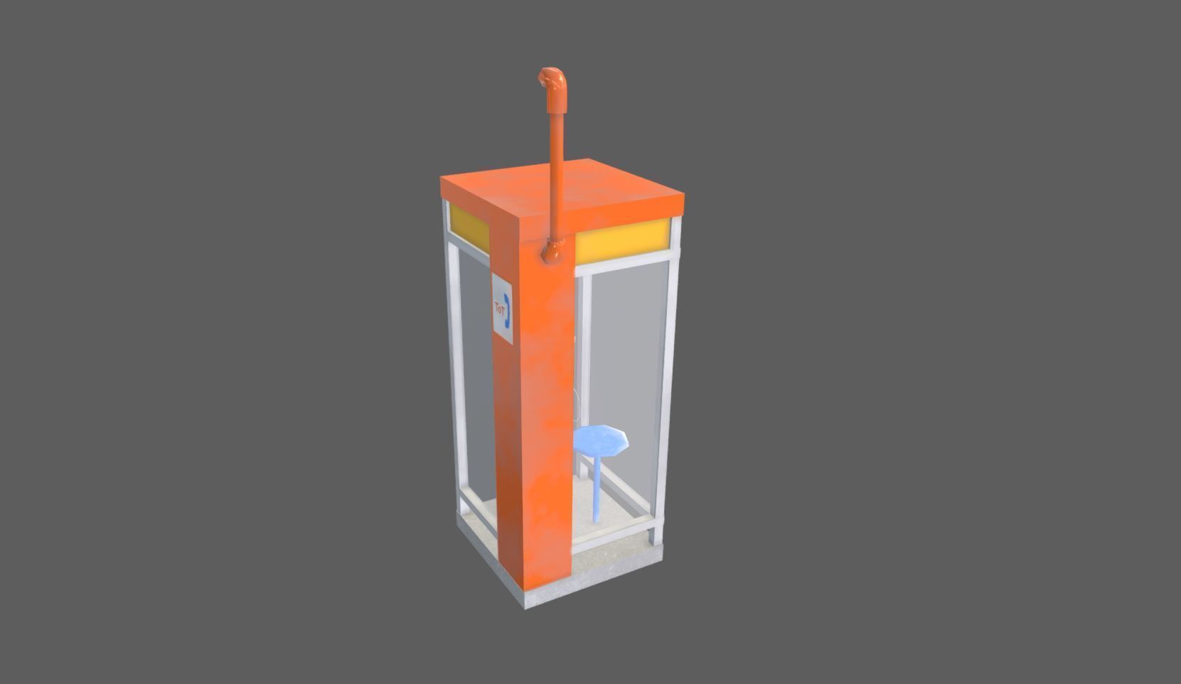 Telephone booth Low-poly 3D model_3