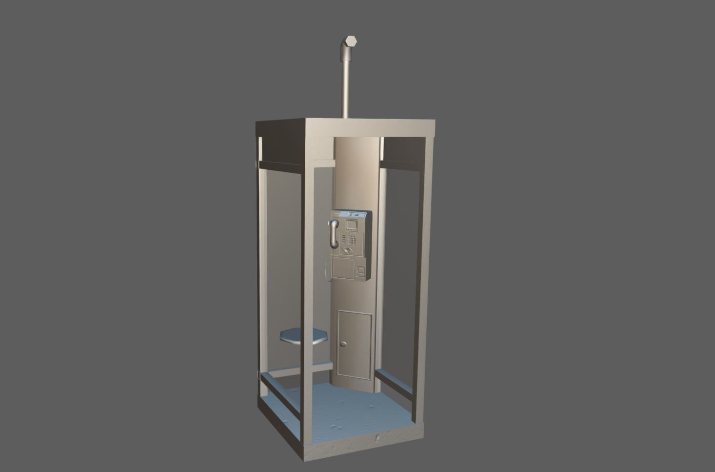Telephone booth Low-poly 3D model_7