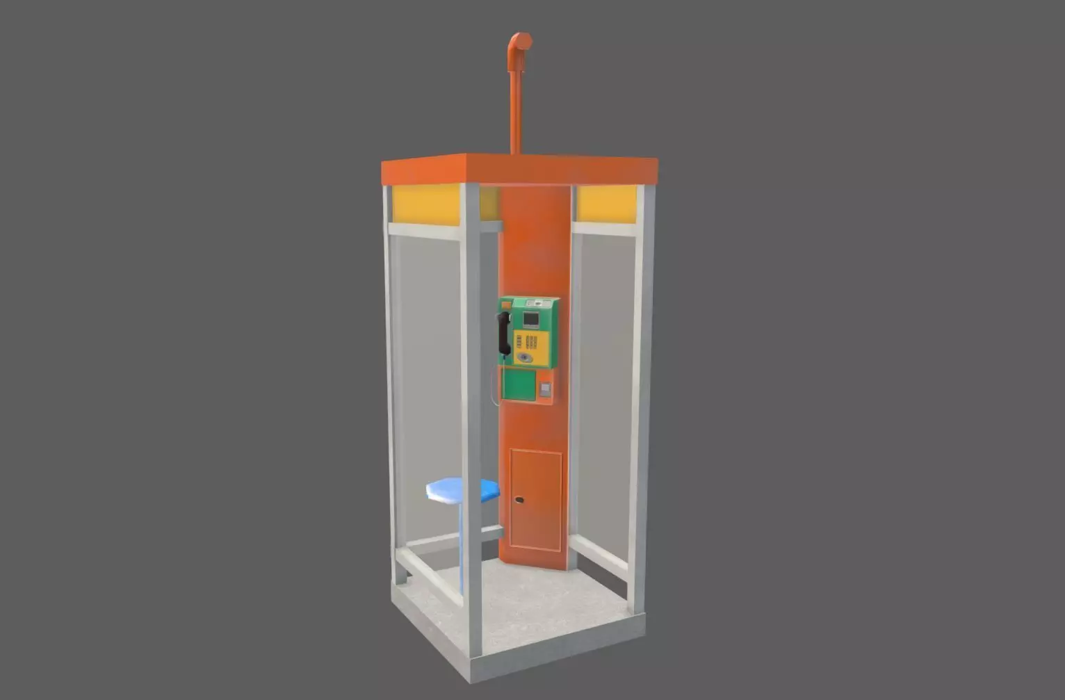 Telephone booth Low-poly 3D model_0