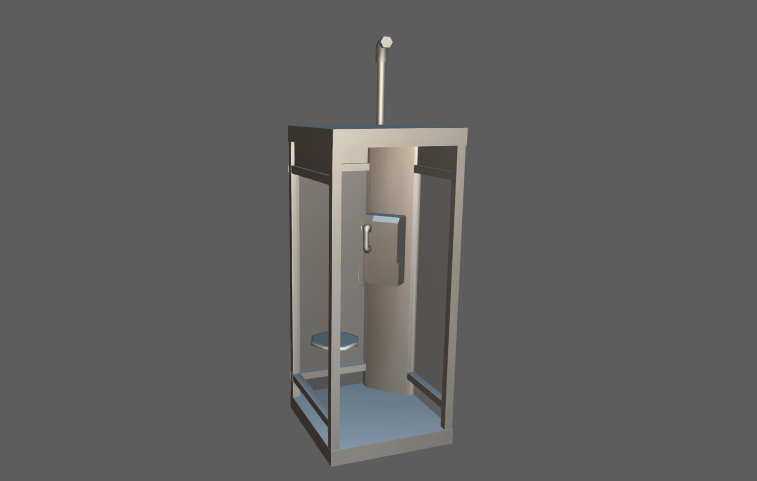 Telephone booth Low-poly 3D model_6