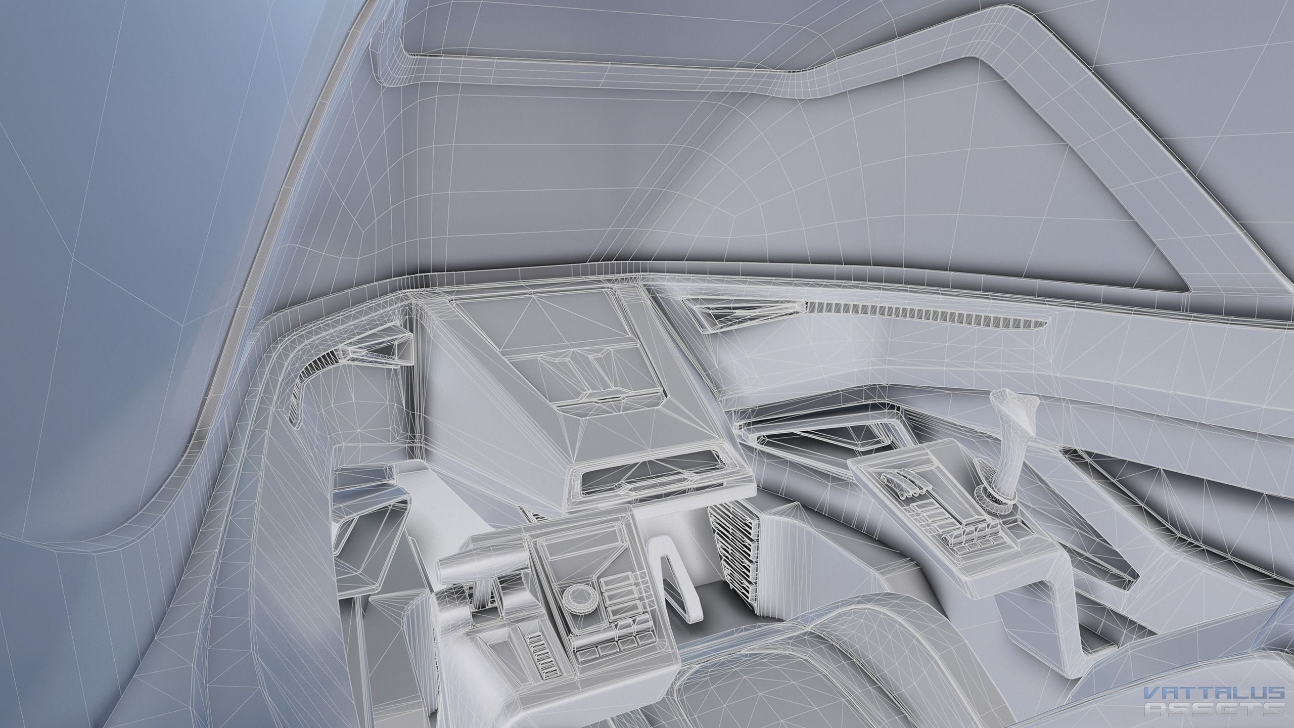 Sci Fi Futuristic Fighter Cockpit Low-poly 3D model_4