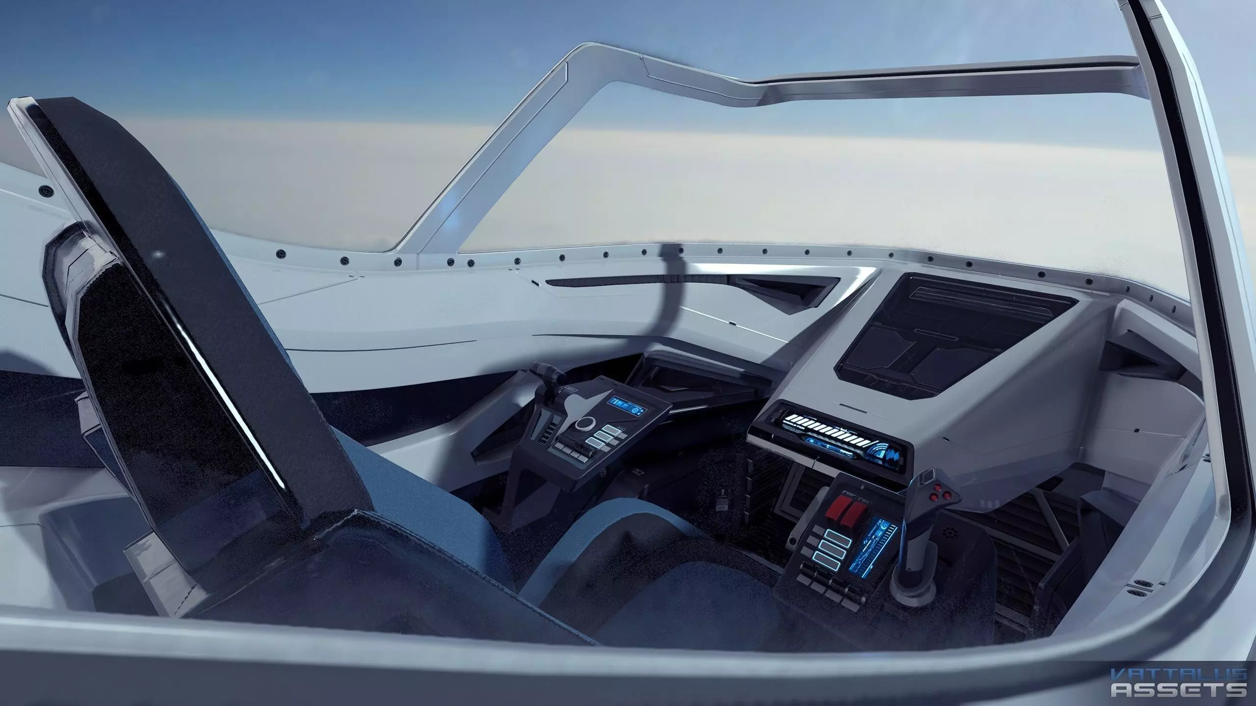 Sci Fi Futuristic Fighter Cockpit Low-poly 3D model_0