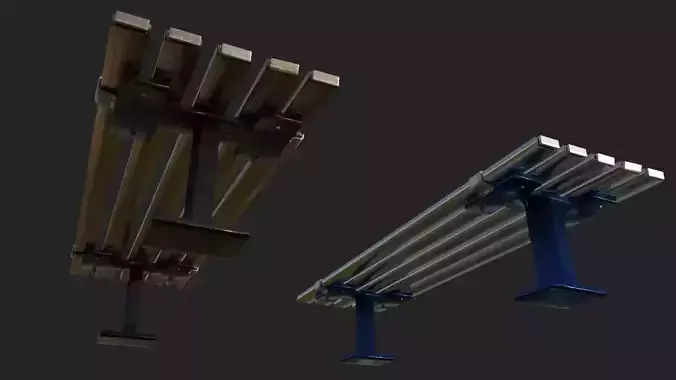 Bench Pair Clean and Rusted Metal 