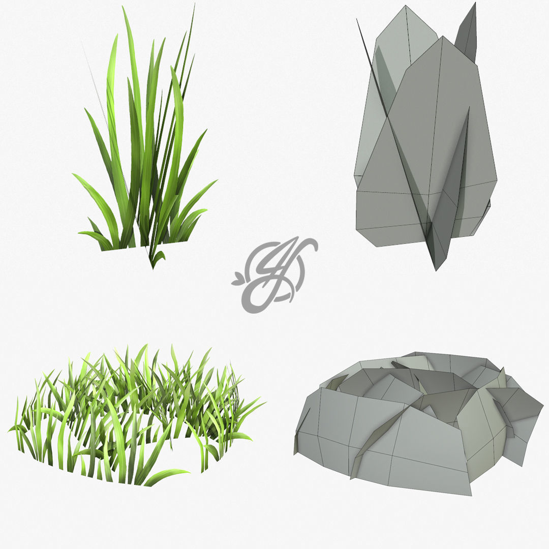 Stylized cartoon plant pack lowpoly3d model Low-poly 3D model_5