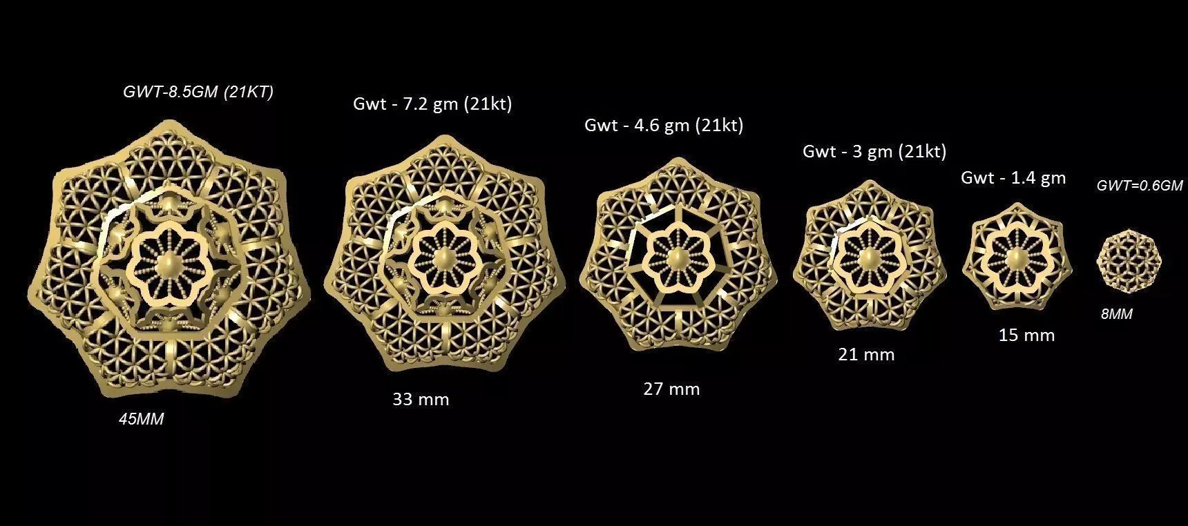 VRPND2333 islamic ornaments in gold and silver 3D print model_0