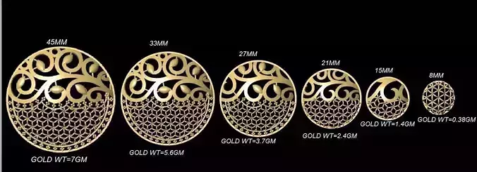 VRPND2332 size of gold medallion