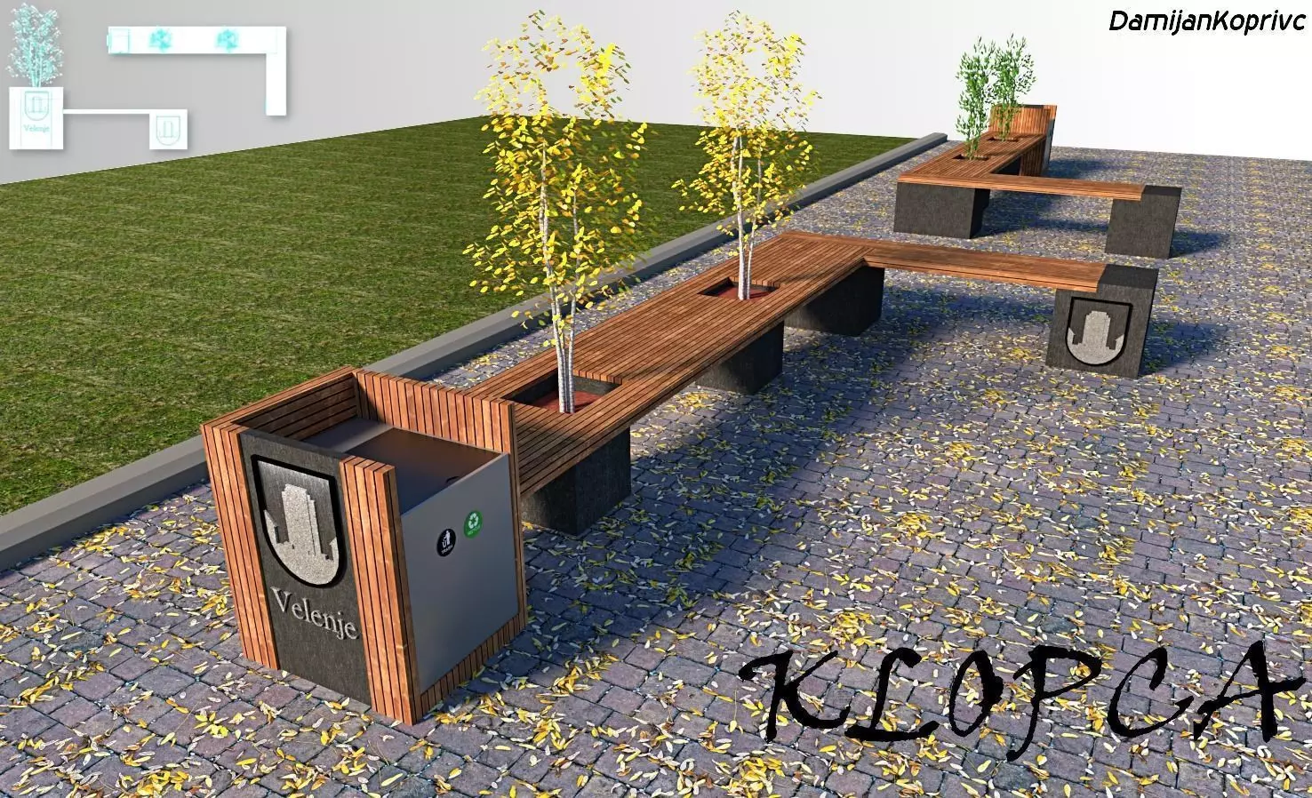 street park modern bench 3d model Free low-poly 3D model