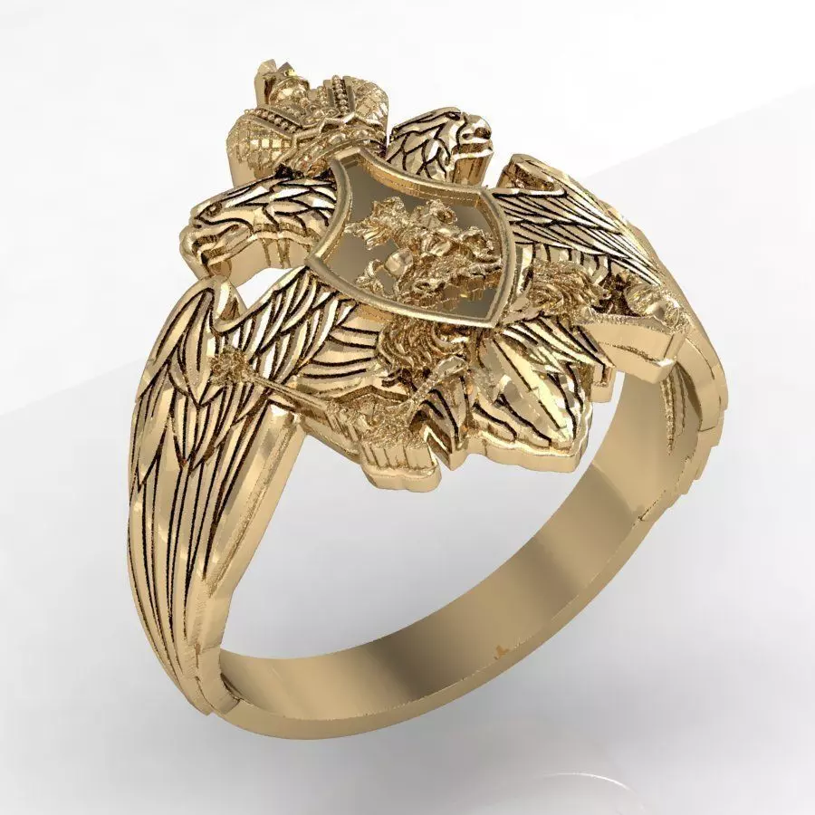 mens ring with Russian coat of arms 3D print model