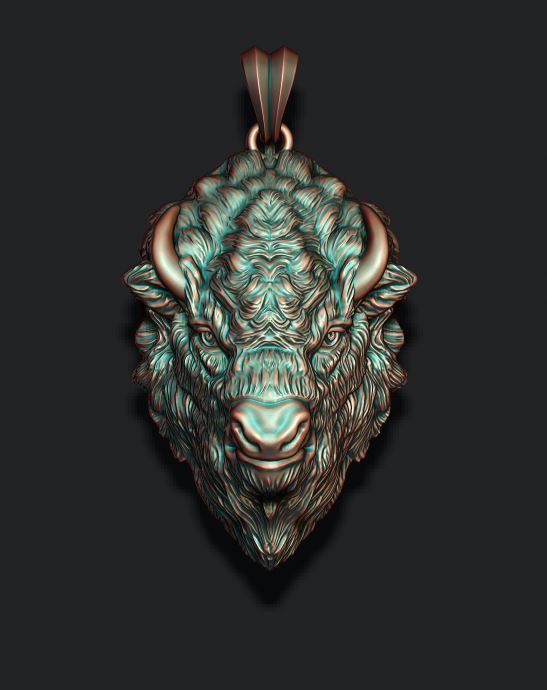 Buffalo pendant 3D print model_4