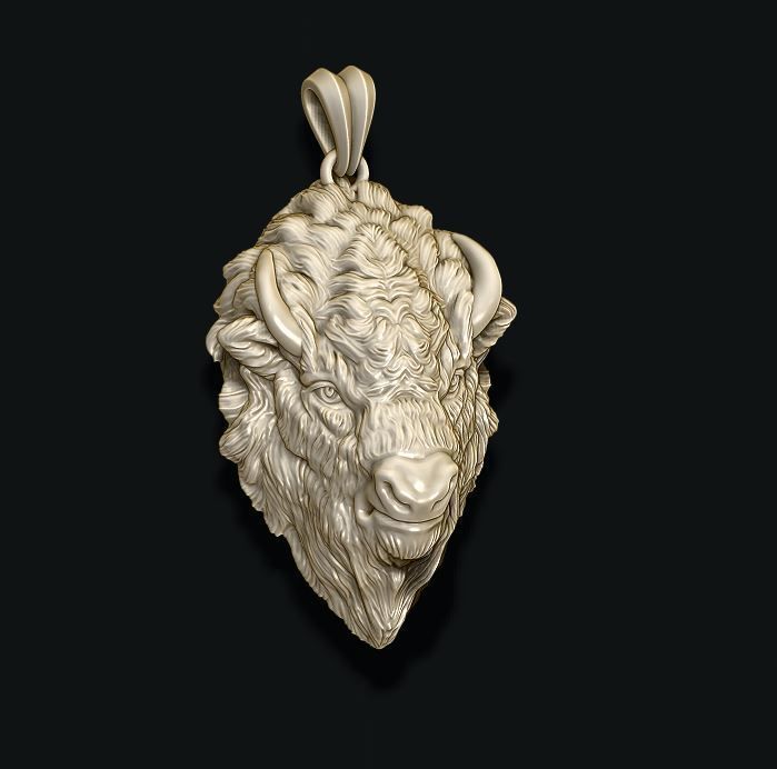 Buffalo pendant 3D print model_6
