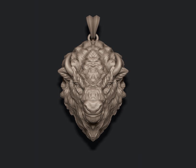 Buffalo pendant 3D print model_8