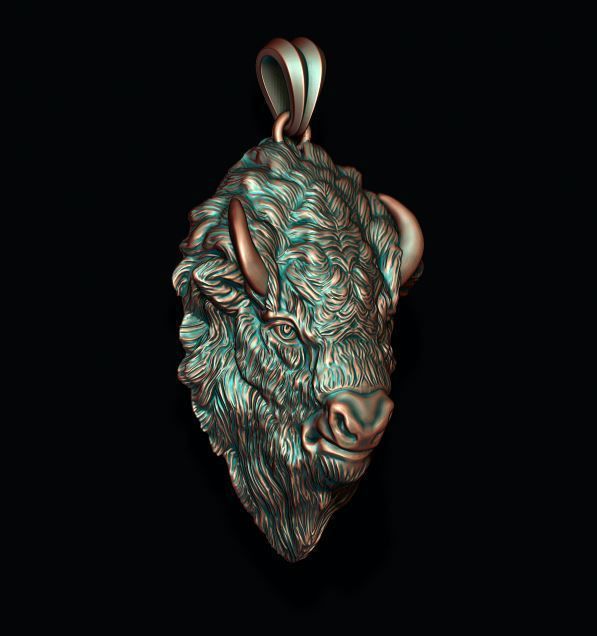 Buffalo pendant 3D print model_1