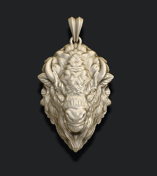 Buffalo pendant 3D print model_5