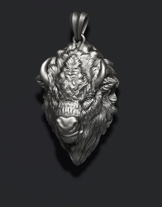 Buffalo pendant 3D print model_12
