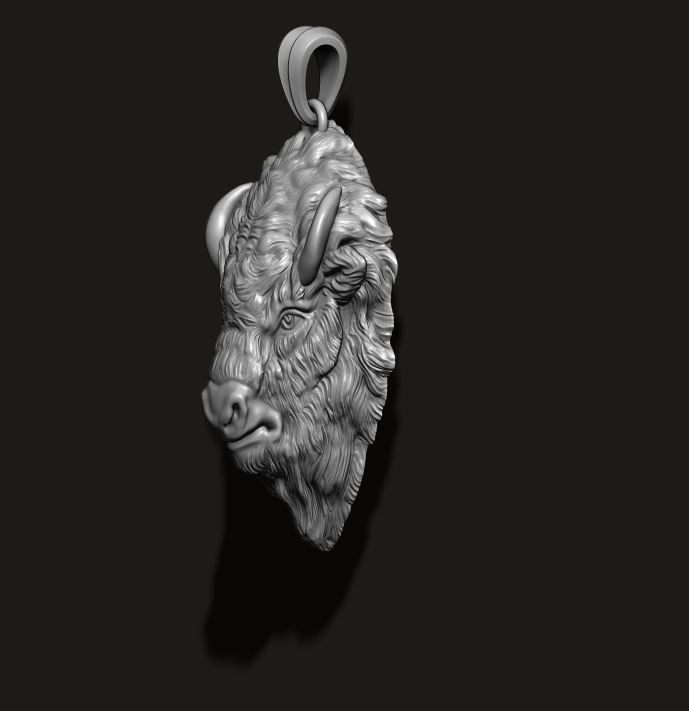 Buffalo pendant 3D print model_10