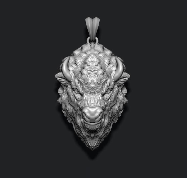 Buffalo pendant 3D print model_11