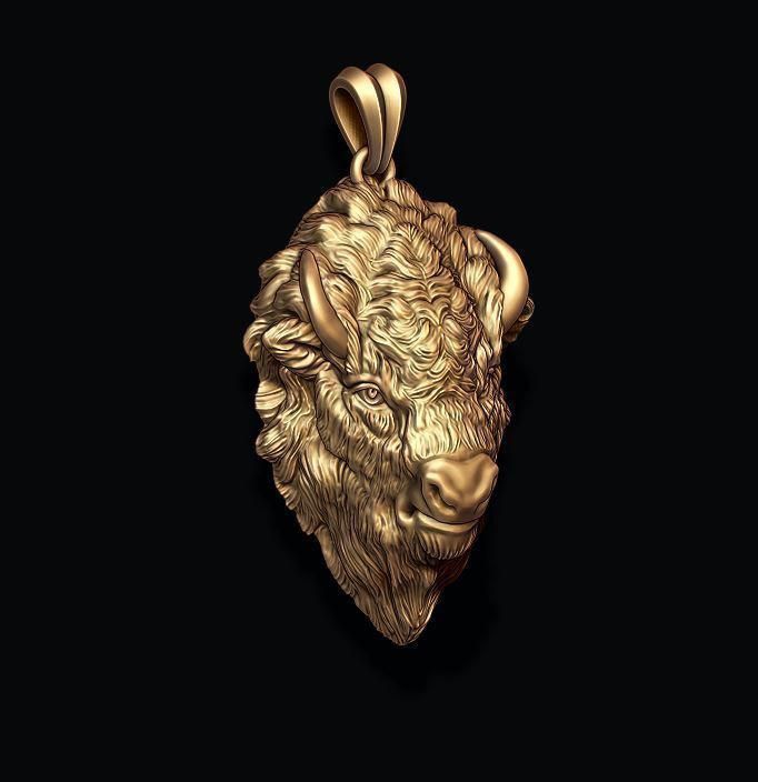 Buffalo pendant 3D print model_3