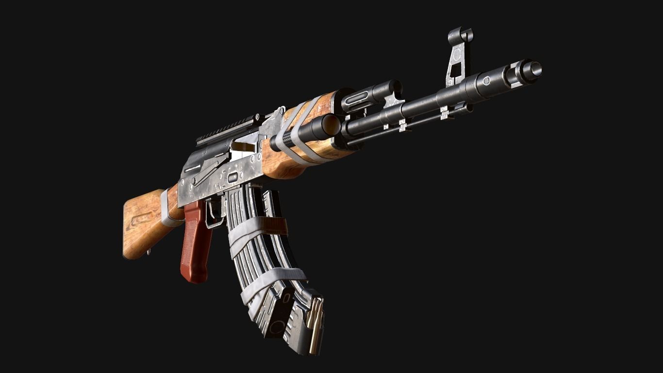 custom ak74 Low-poly 3D model_2
