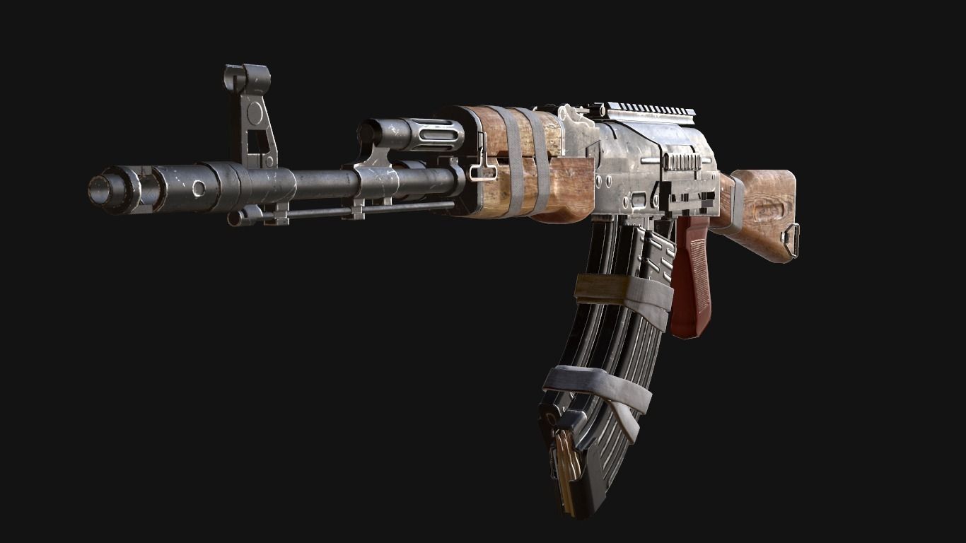 custom ak74 Low-poly 3D model_0