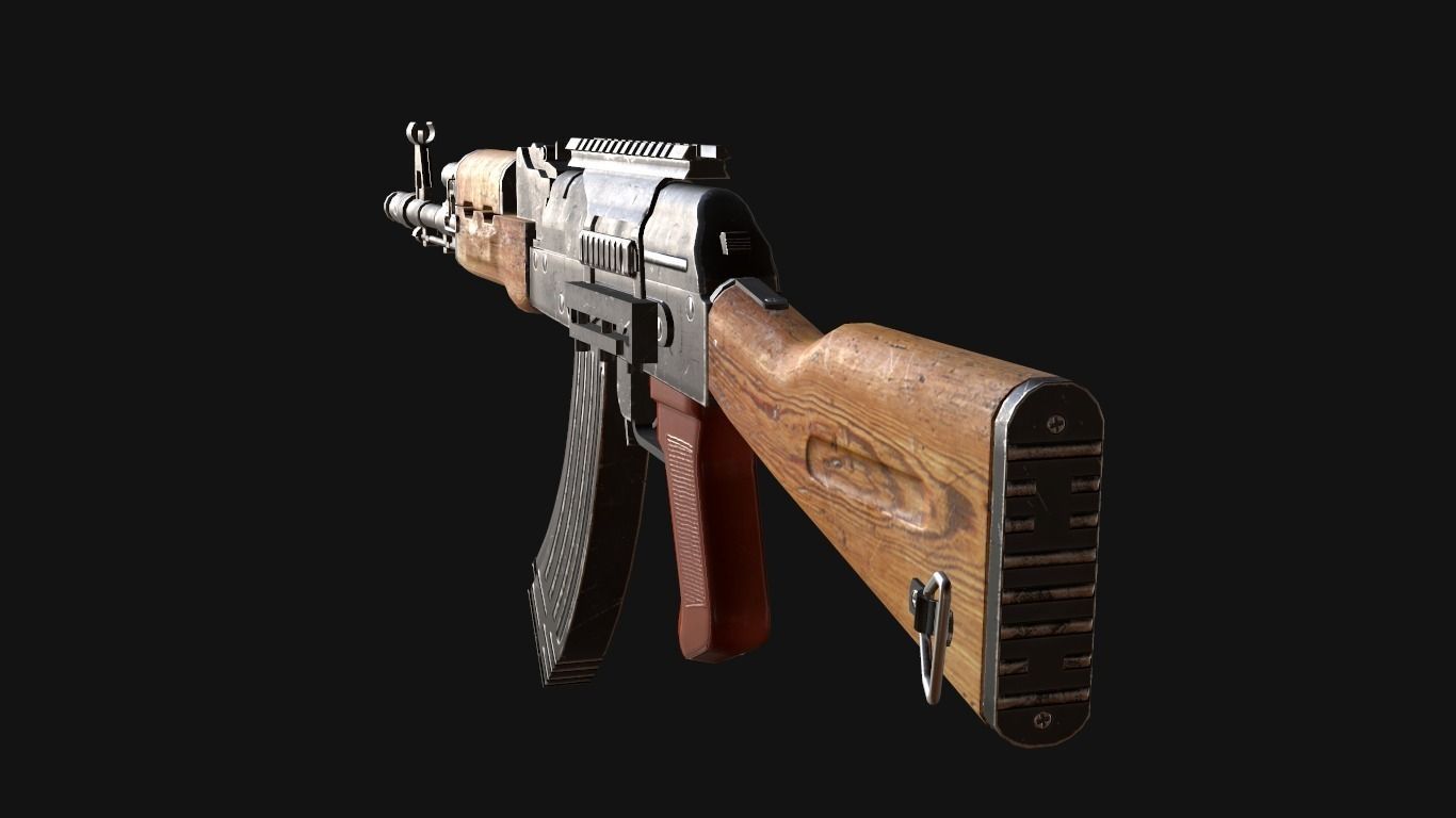 custom ak74 Low-poly 3D model_4