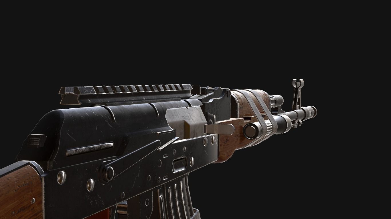 custom ak74 Low-poly 3D model_3
