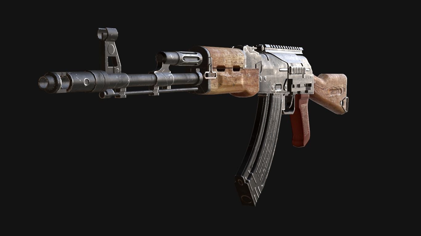 custom ak74 Low-poly 3D model_1