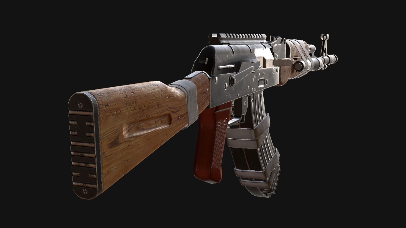 custom ak74 Low-poly 3D model_6