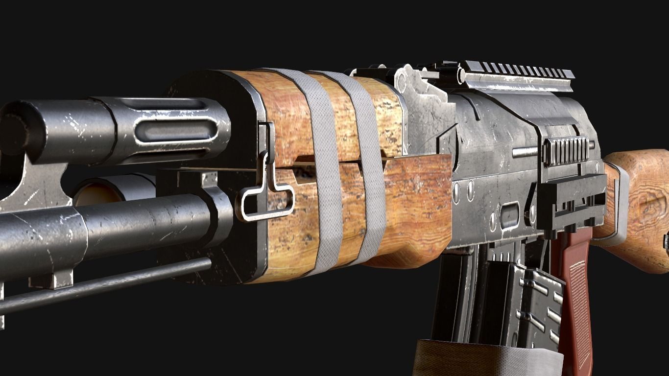 custom ak74 Low-poly 3D model_16