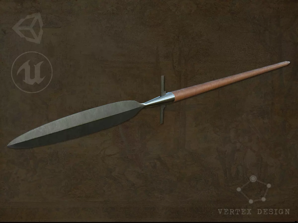 Medieval Winged Spear Low-poly 3D model_0