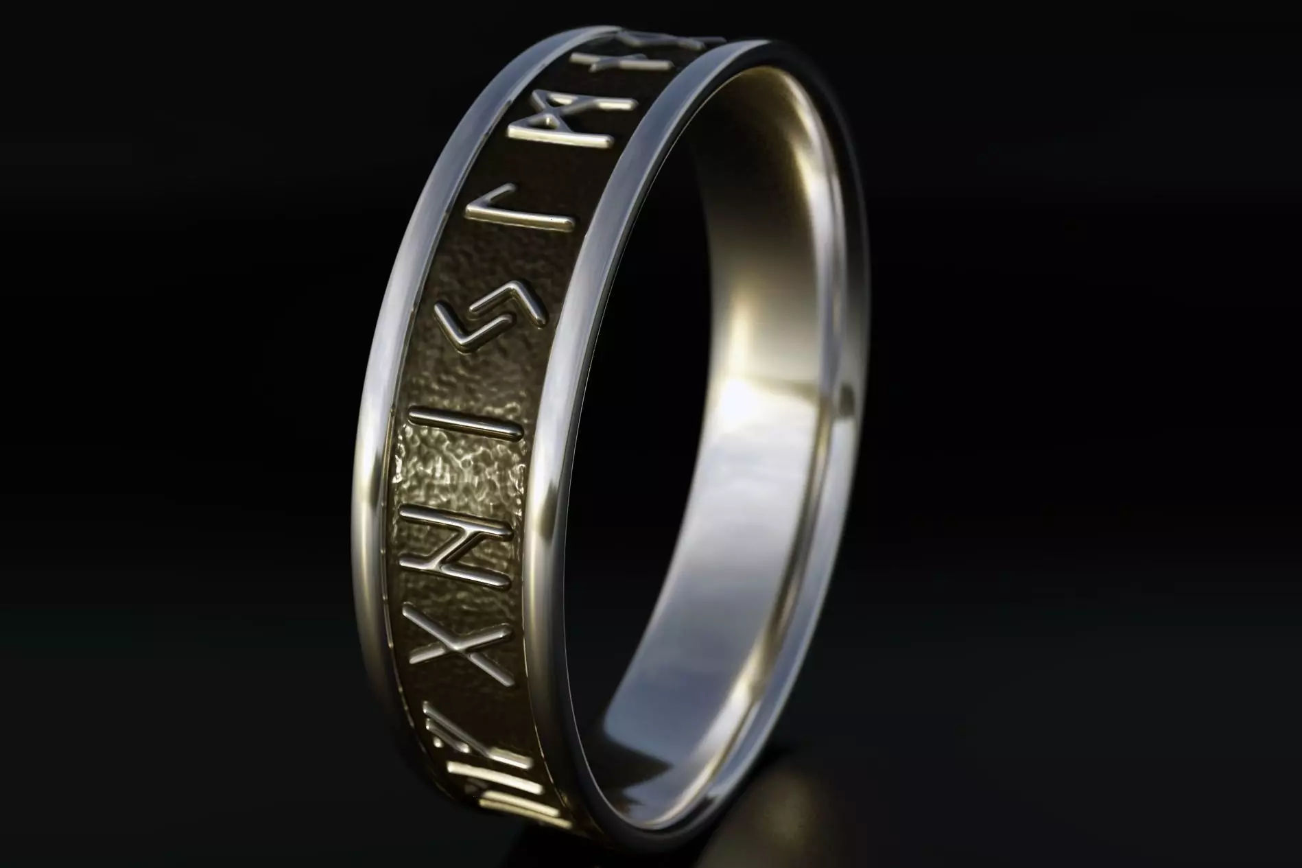 Nordic Rune Ring 3D print model_0