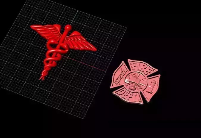 pendant firefighter and medical symbol
