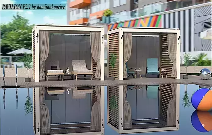 outdoor pavilion for  beach pool garden 3d model
