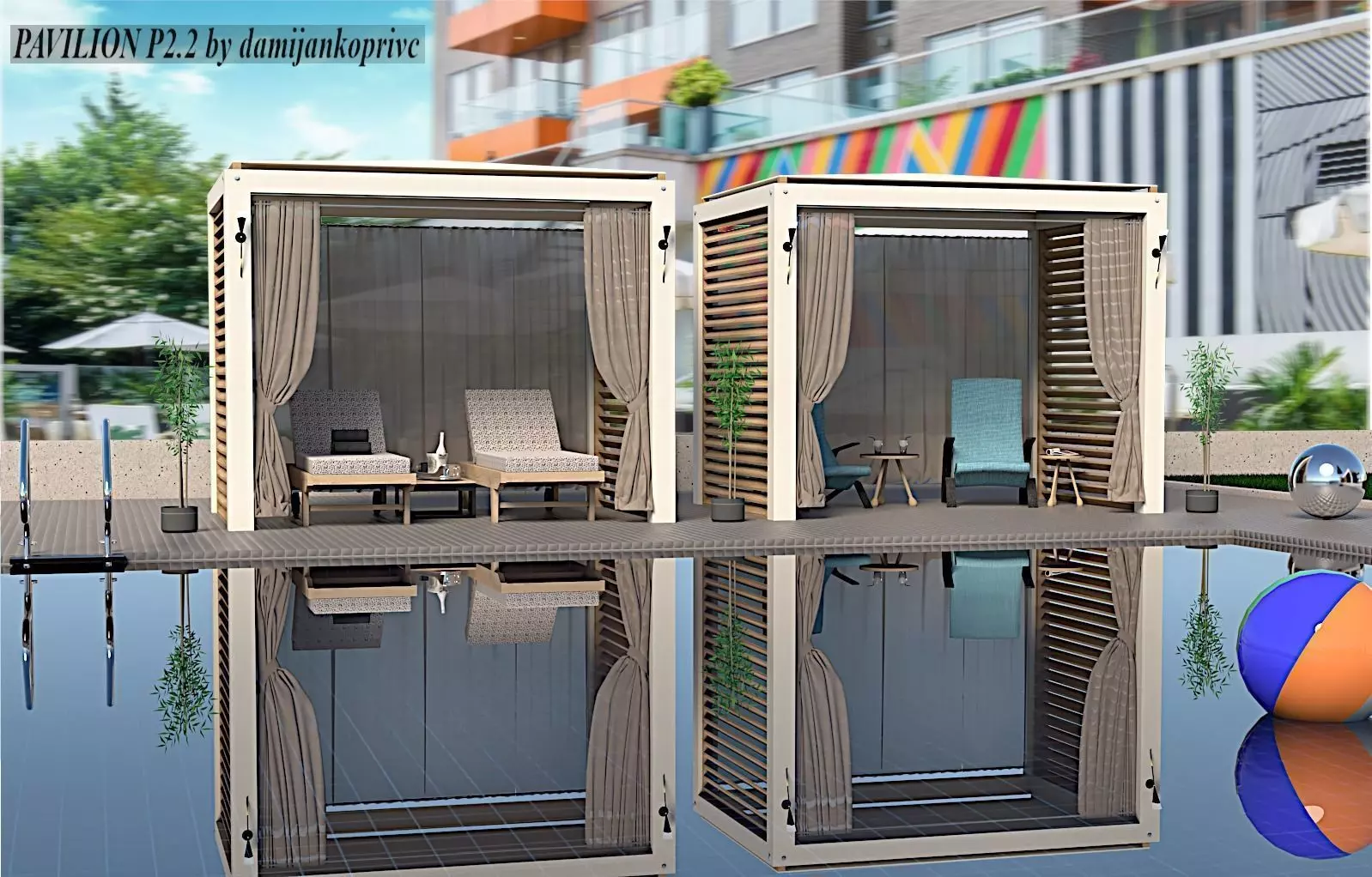 outdoor pavilion for beach pool garden 3d model Low-poly 3D model