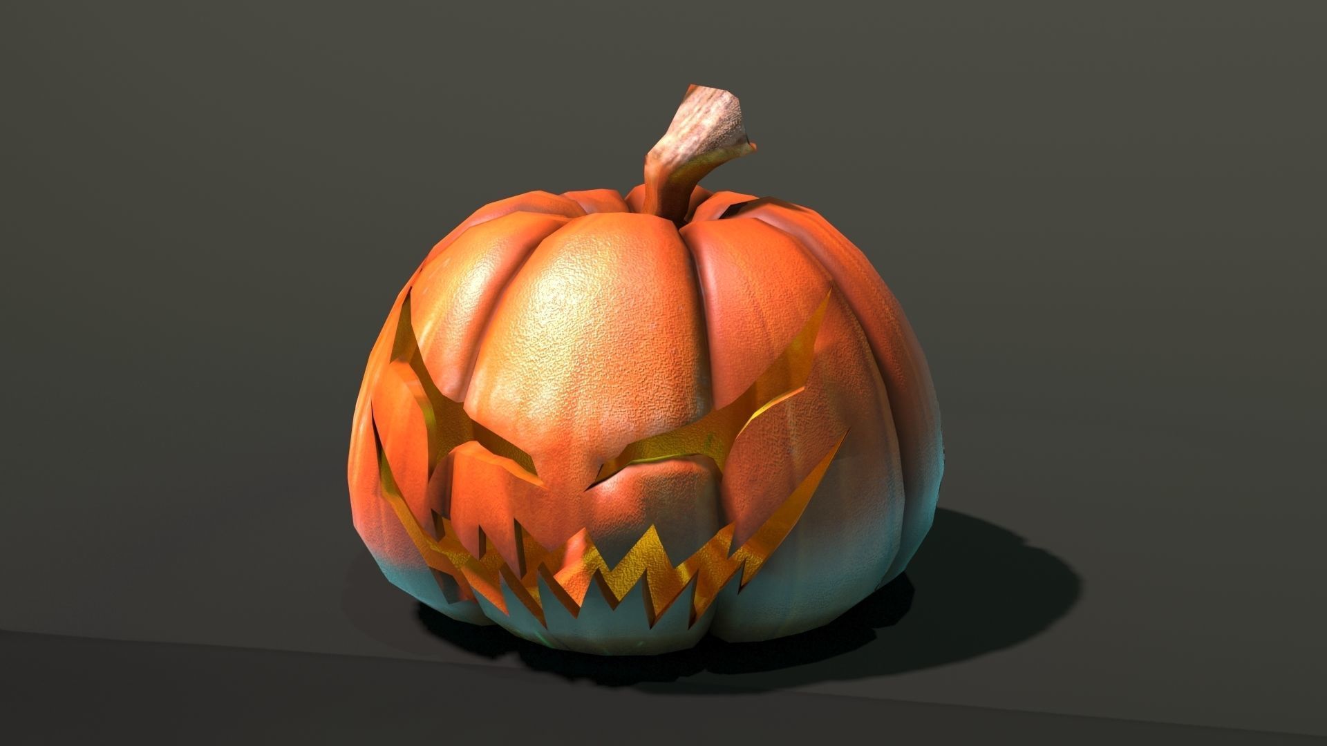 Halloween pumpkin Low-poly 3D model_7
