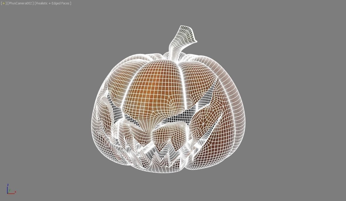Halloween pumpkin Low-poly 3D model_4