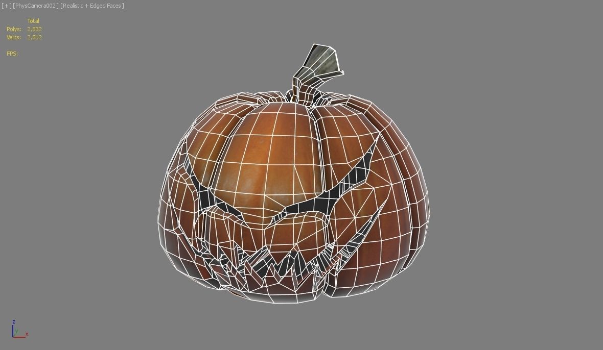 Halloween pumpkin Low-poly 3D model_3