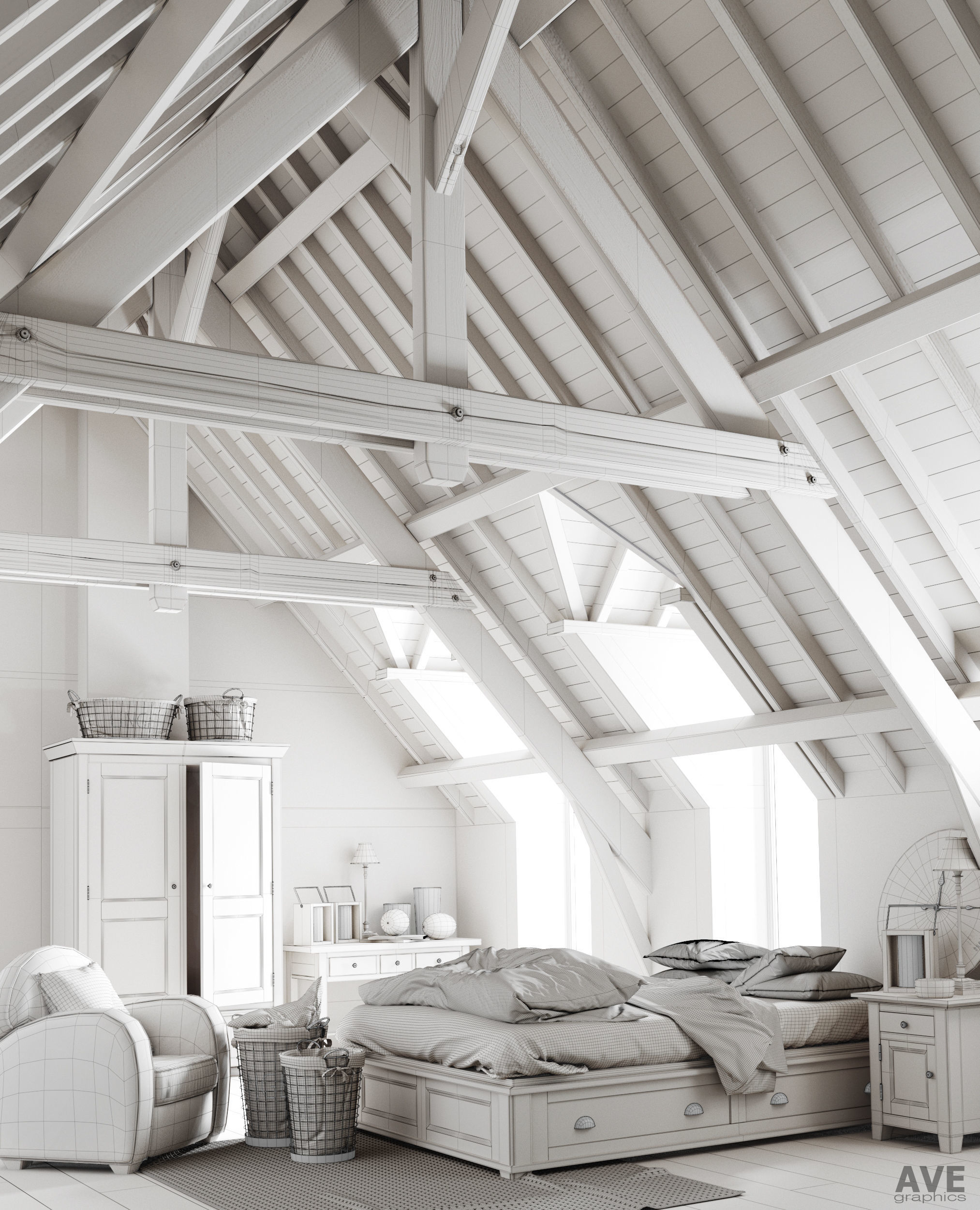 AVE Attic Interior 3D model_1