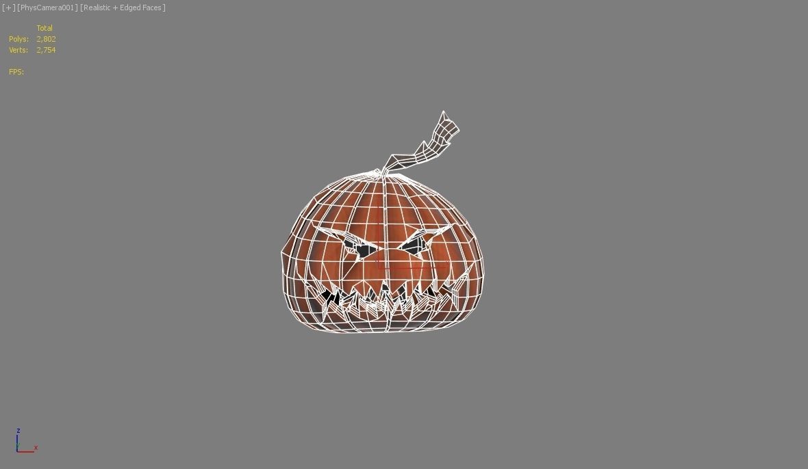 Halloween pumpkins Low-poly 3D model_3