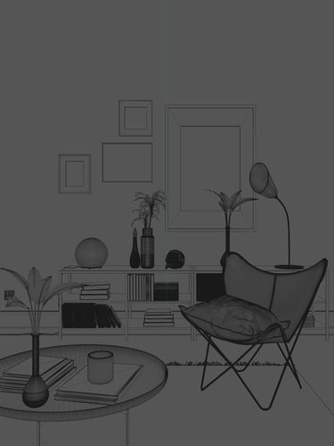 Interior design scene 3D model 3