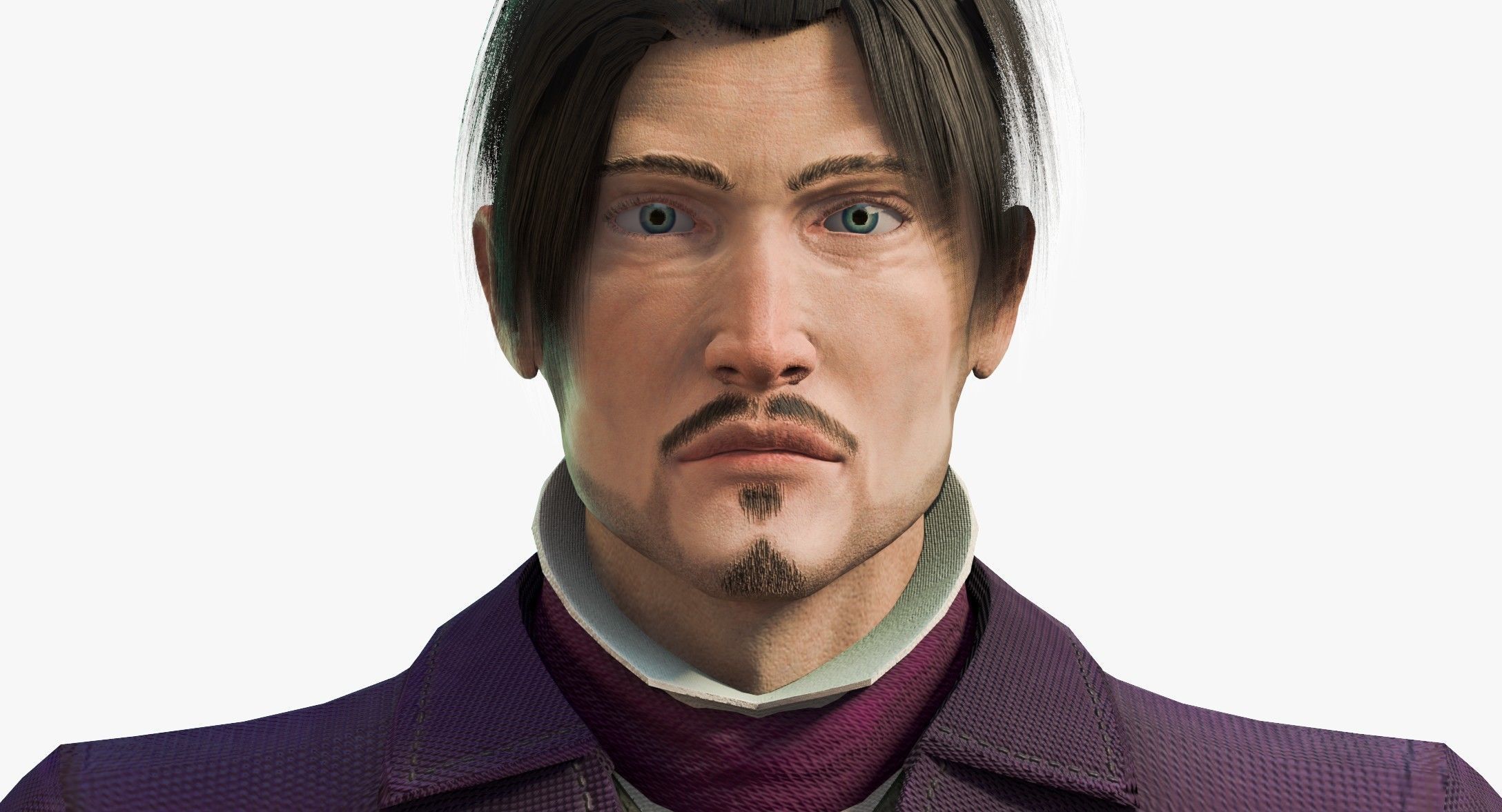 Watcher man in suit holding suitcase 3D model_3