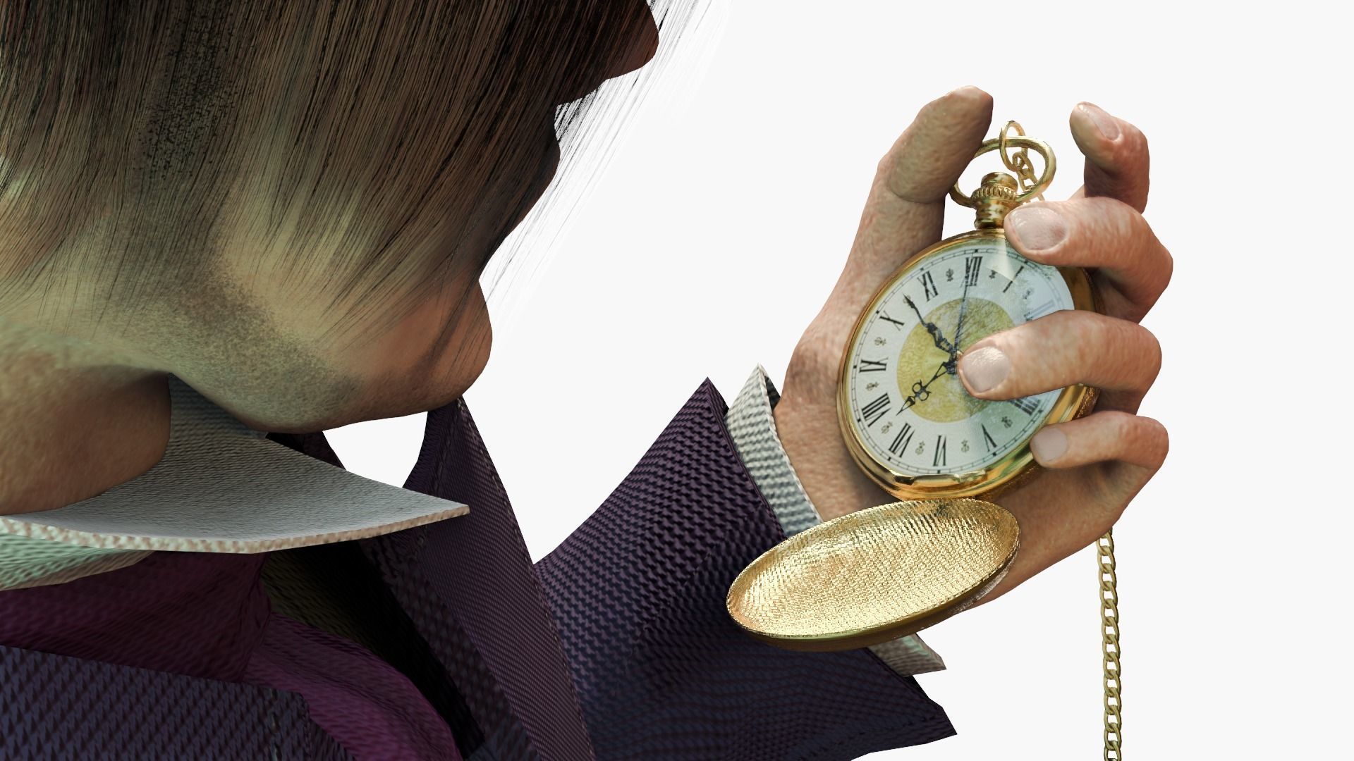 Watcher man in suit holding suitcase 3D model_6