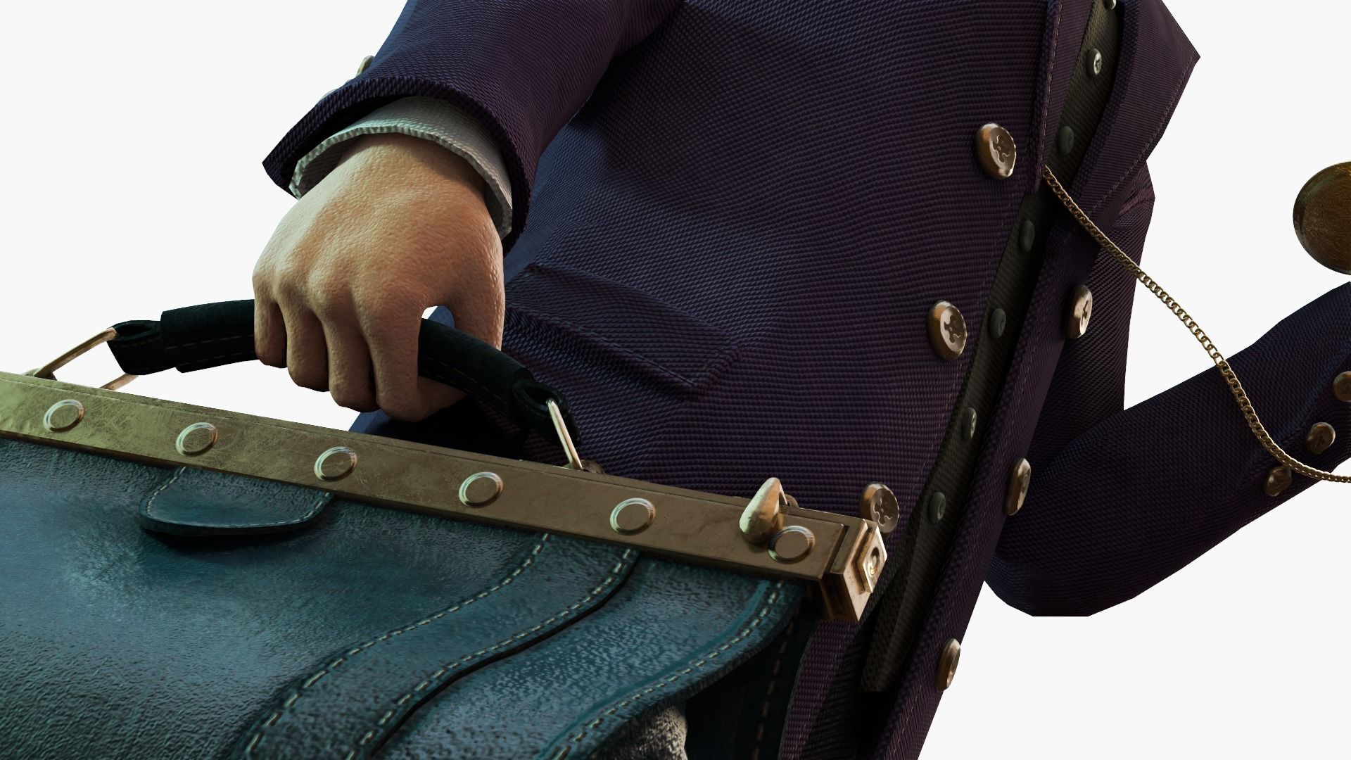 Watcher man in suit holding suitcase 3D model_9