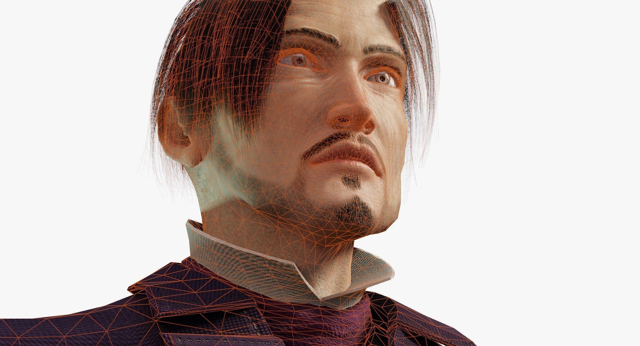 Watcher man in suit holding suitcase 3D model_16