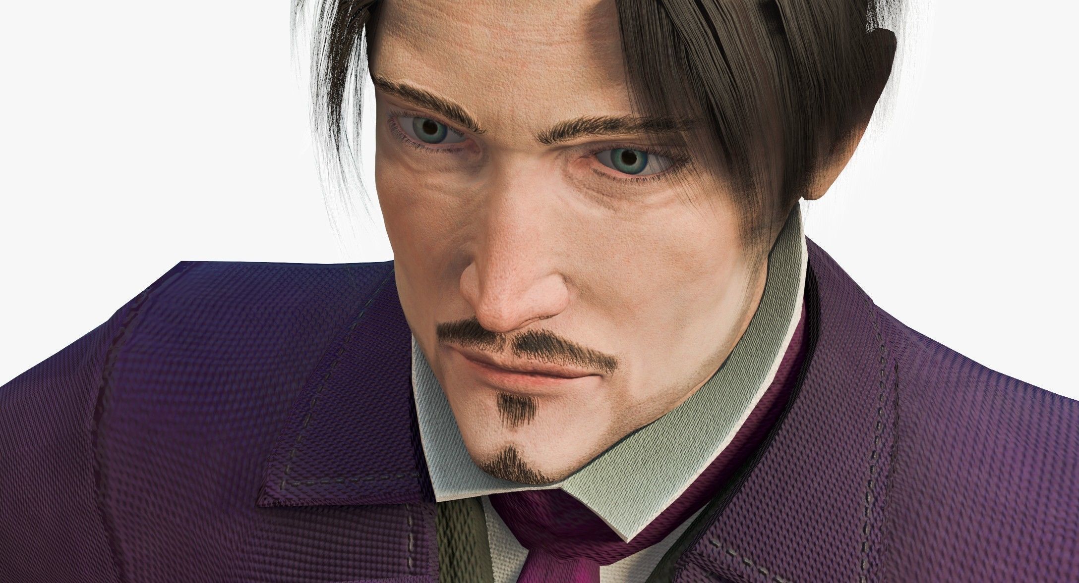 Watcher man in suit holding suitcase 3D model_14